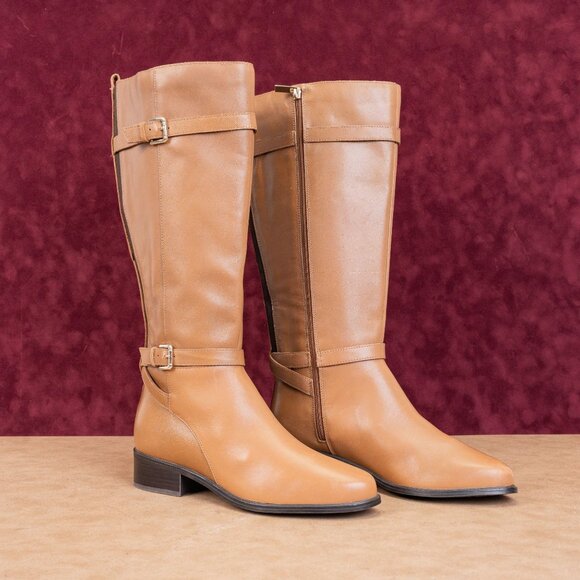 Rockport Women Harper Brown Leather Wide Calf Comfortable Knee boots sz 9.5 - Picture 1 of 10
